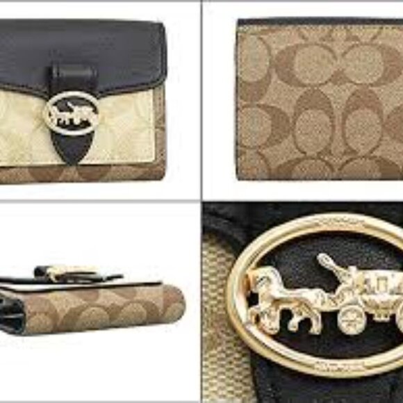 COACH Leather Georgie Wallet Gold Metal Horse Carriage Snap Buckle NWT - Picture 12 of 13